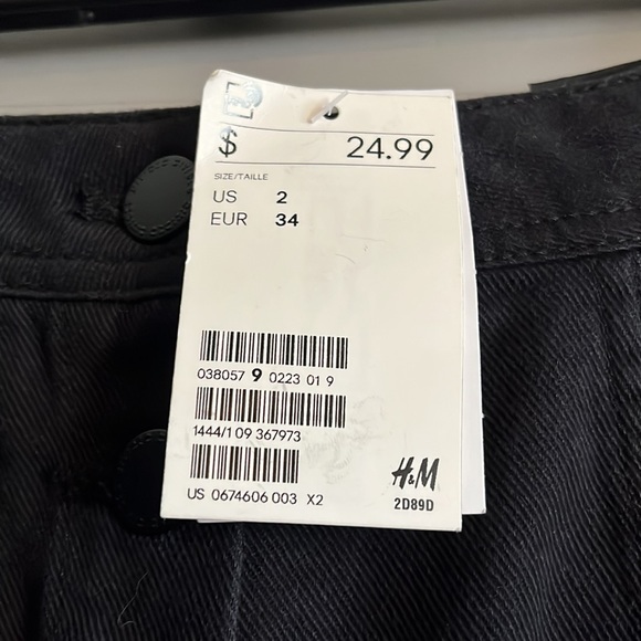 H & M Black Denim Mini Skirt with Buttons-Size 2 - Picture 3 of 5